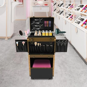 Hairdressing Case Rolling Makeup Case Hairdressing Tool Organiser Box W/ Lock - Bild 1 von 18