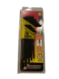 .050-3/8" Hex Ball End BallDriver® Long Arm L-Wrench Set 13pc Bondhus USA #10937 - Picture 1 of 2