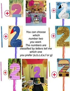 Number Two Numero 2 Pinata Piñata PULL STRING OR HIT Birthday Games Party Fiesta - Picture 1 of 20