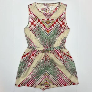 Women's Mara Hoffman Sleeveless Cream Red Aztec Romper Jumpsuit - Picture 1 of 5