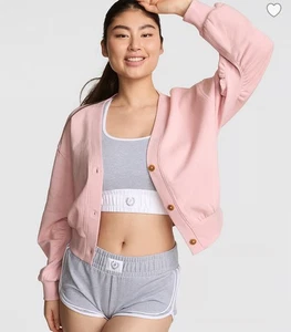 Victoria Secret PINK Ivy Fleece Cropped Cardigan Size XS Color Pink - Picture 1 of 11