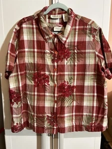 Lemon Grass Burgandy Plaid Floral Twinset Size 2X - Picture 1 of 4