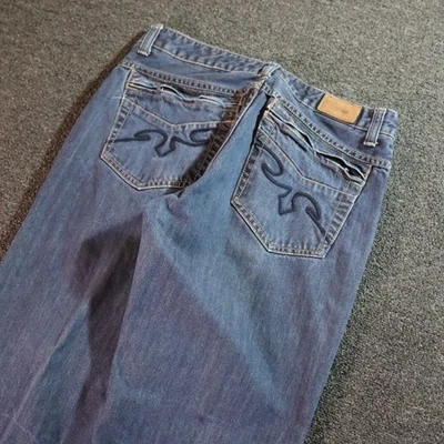 Urbanup Embroidered Baggy Y2k Grunge Denim Blue Jeans 32x32 - Image 1 of 4