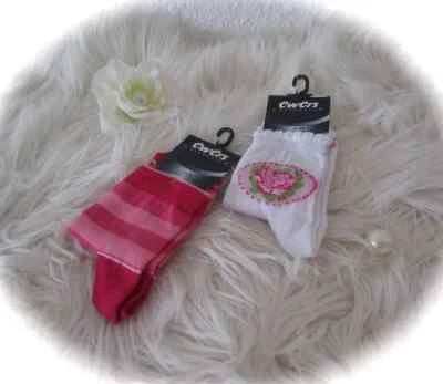 Ewers🩷 2 x Socken Söckchen weiß Blume rosa rot geringelt 23 24 25 26 23-26 NEU - Bild 1 von 2