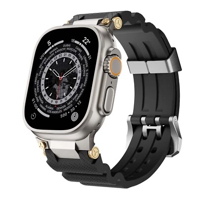 Silicone+Stainless Steel Sports Watch Band For Apple Watch Series 11 10 1 Ultra3 - Image 1 of 4