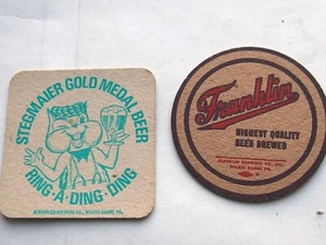 Lote de 2 posavasos de cerveza vintage - Stegmaier & Franklin Brewing Wilkes-Barre PA - Imagen 1 de 2