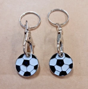 2 Football Trolley Coin Round Keyring Holders - Picture 1 of 1
