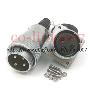 WS32 4pin Power Connector,50A Aviation Bulkhead Plug Socket LED Plug+ Earth Wire - Picture 1 of 8
