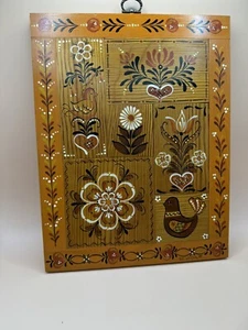 Vintage 1988 Country Sampler Plaque Hand Painted Folk Art Wood Country Signed - Picture 1 of 8