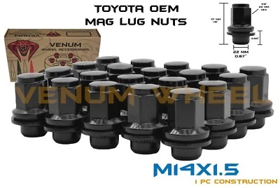 20 peças Toyota Land Cruiser OEM substituição de fábrica Mag porcas pretas M14x1.5  - Imagem 1 de 4