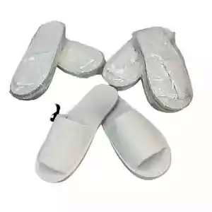 Waffle Open Toe Unisex Washable and Non-Disposable Spa Slippers - White - OS - Picture 1 of 8