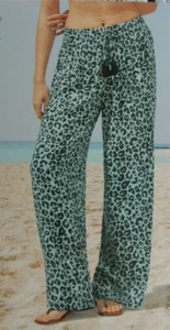 BEACH PANTS size M Swim Elastic waist Serra Leopard Women's (medium) 8-10 NEW - Picture 1 of 13