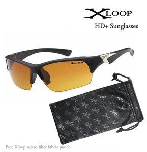 Gafas de sol XLoop deportes al aire libre para hombre - marco negro brillante HD lentes de conducción nocturna - Imagen 1 de 3