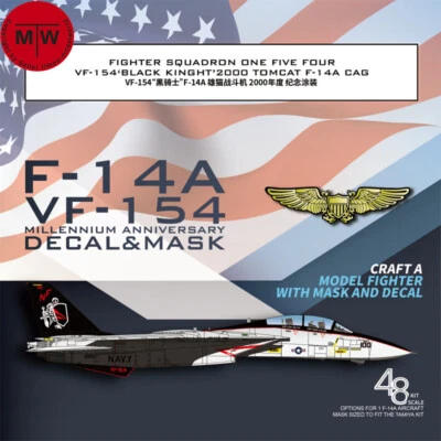 1/48 1/72 F-14A VF-154 Black Knight 2000 Mask & Decal for Tamiya/G.W.H Model Kit - Image 1 of 4