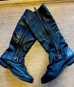 Steve Madden Tall Black Leather Harness Zipper Riding Boots Womens 8.5, Soft - Picture 1 of 14