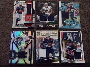 Sony Michel - 6 tarjetas de camiseta - Donruss/Seleccionar/Unparalleled New England Patriots - Imagen 1 de 3