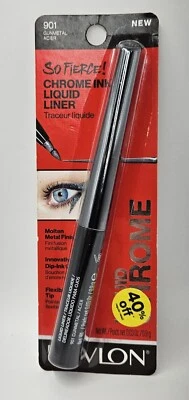 REVLON SO FIERCE CHROME INK LIQUID EYELINER #901 "GUNMETAL" NEW  0.03oz - Image 1 of 2