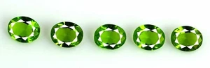 Naturel Pakistan Péridot 9.75 CT / 5 Pièces Coupe Ovale Gemme Lot Certifié - Picture 1 of 5
