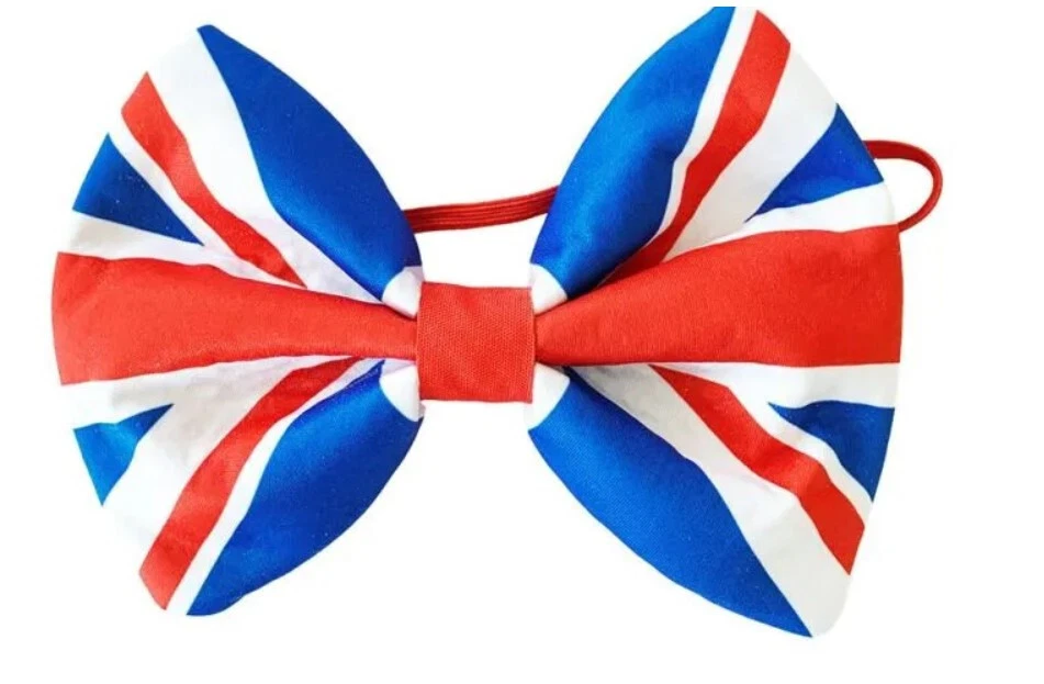 Unisex Union Jack Blue Red White Pattern Novelty Party Bow Tie 17 x 12cm New - Image 1 of 1