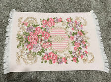 Vintage Stevens Utica Hand Towel Floral Design All Cotton Fringe