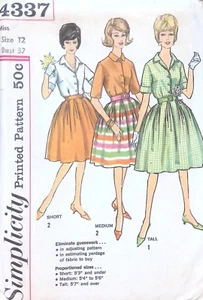 Simplicity Sewing Pattern 4337 Womens Skirt Blouse Size 12 Button Front Cut - Picture 1 of 5