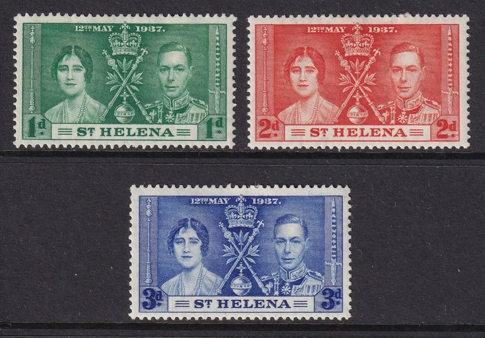 Juego Coronación Santa Elena 1937 SG 128-130 MM Como Nuevo *ENVÍO COMBINADO* Foto 1 de 1