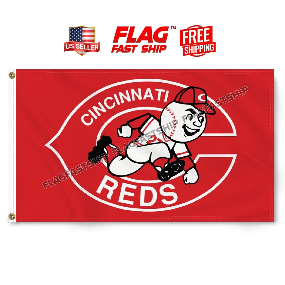 Cincinnati Reds 3x5 ft Flag Banner MLB Mascot Logo Baseball FREE Shipping USA 6G - Image 1 of 4