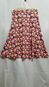 Women's Lularoe Size Med  AZURE Knee Length Floral Flared Skirt Stretch Comfort - Picture 1 of 3