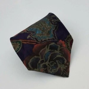 Liberty of London Silk Tie Purple Multicolor Paisley Abstract 55 x 3.75 - Picture 1 of 5