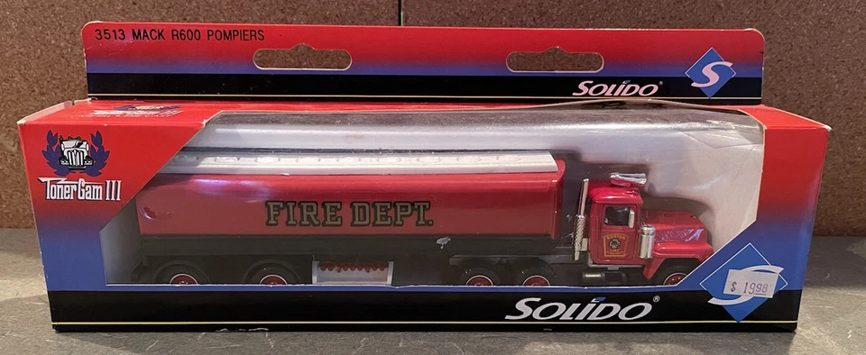 FDNY Fire Truck R600 Mack Semi Tractor Trailer Solido Toy 3511 Toner Gam III