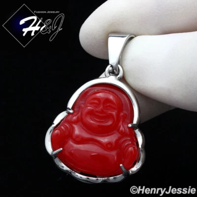 HOMBRE MUJER Acero Inoxidable Cornalina Estrás Plata Buda Dije Colgante*P123 Foto 1 de 3