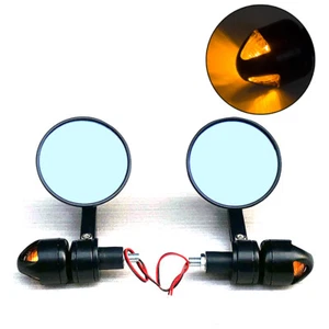 7/8" 22mm Turn signal Rear View Handle Bar End Side Rearview Mirrors For Honda - Picture 1 of 8
