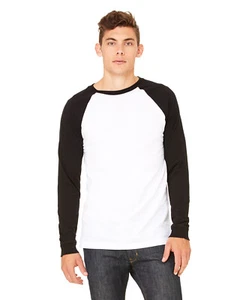 Bella + Canvas Men's Jersey Long Sleeve Baseball T-Shirt 3000C 100% Cotton Tee - Picture 1 of 10
