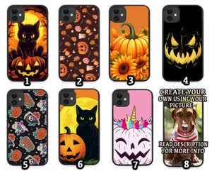 Funda de teléfono de goma calabazas gato calabaza negro brujas cara tallas sonrisa sonrisa - Imagen 1 de 2