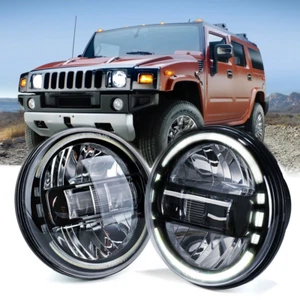 2PCS 7" Black LED Headlights DRL Lamp For 2003-2009 Hummer H1 & H2 Jeep JK 07-18 - Picture 1 of 7