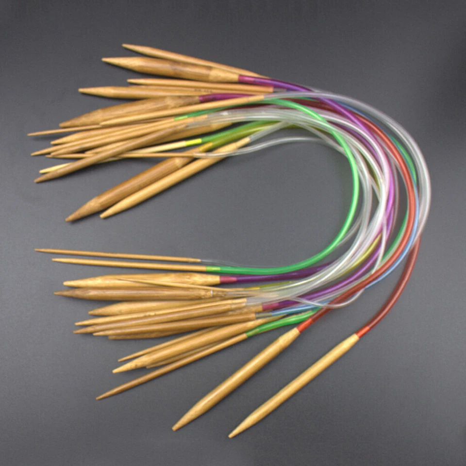 18PCS Tube Carbonized Circular Bamboo Knitting Needles Yarn Tools 40CM-120CM - image 1 of 4