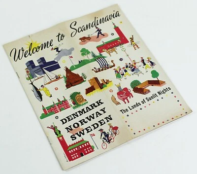 1940s Travel Brochure WELCOME TO SCANDINAVIA Denmark Norway Sweden Illustrated - Image 1 of 4