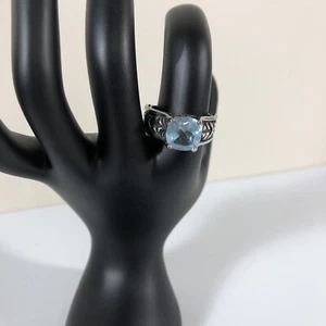 Vintage Sterling Silber 925 Himmelblau Topas Edelstein Nachlass Ring Gr. 8,75 Grob - Bild 1 von 12