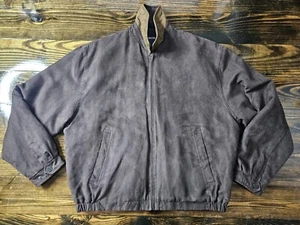 London Fog Brown & Tan Suede Overcoat Jacket Mens Size Large - Picture 1 of 8