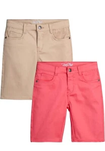 New Real Love Super Stretch Bermuda Shorts 2Pk- Khaki/Coral Girl Size 10 - Picture 1 of 8