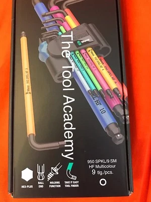 Wera Tools 950 SPKL/9 HF Socket Holding Ball Multi Coloured Allen Key Hex Set - Image 1 of 3
