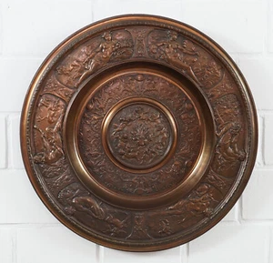 edler Kupfer Relief Teller Prunkteller Wandteller Engel Putte Ø 51,5 cm (1) - Bild 1 von 3