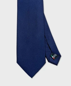 Galise cravatta tre pieghe in seta jacquard, tinta unita blu notte CR3PJ.TINBLN - Foto 1 di 2