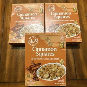 Lot Of 3 Boxes Nice Cinnamon Squares Cereal 12.2 Oz - Picture 1 of 9