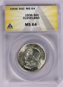 1936 Cleveland Commemorative Half Dollar 50C ANCS MS 64 - Bild 1 von 4