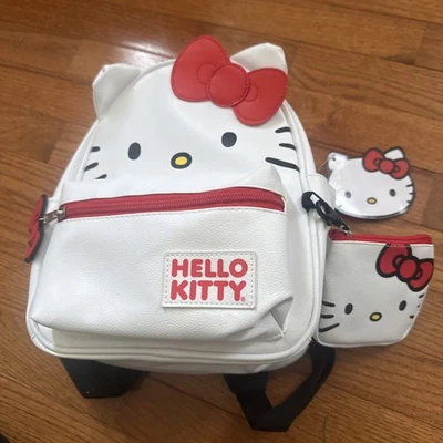 O9 Hello Kitty персонаж мини рюкзак белый с монета сумочки новый - Изображение 1 из 4