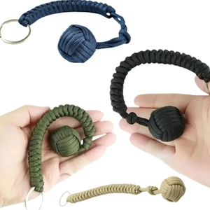 Strong Monkey Fist Steel Ball Versatile Survival Key Chain Lanyard  Outdoor - Picture 1 of 19
