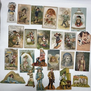 Vintage Victorian Trade Cards Lot 24 Advertising Die-Cut Chromolithograph 1880s - Picture 1 of 7