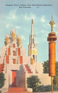ELEPHANT TOWER Golden Gate Exposition San Francisco 1939 GGIE Vintage Postcard - Picture 1 of 1
