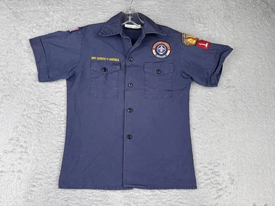 Boy Scouts of America Shirt Youth Medium Navy Blue Uniform Short Sleeve Patches - Image 1 of 4